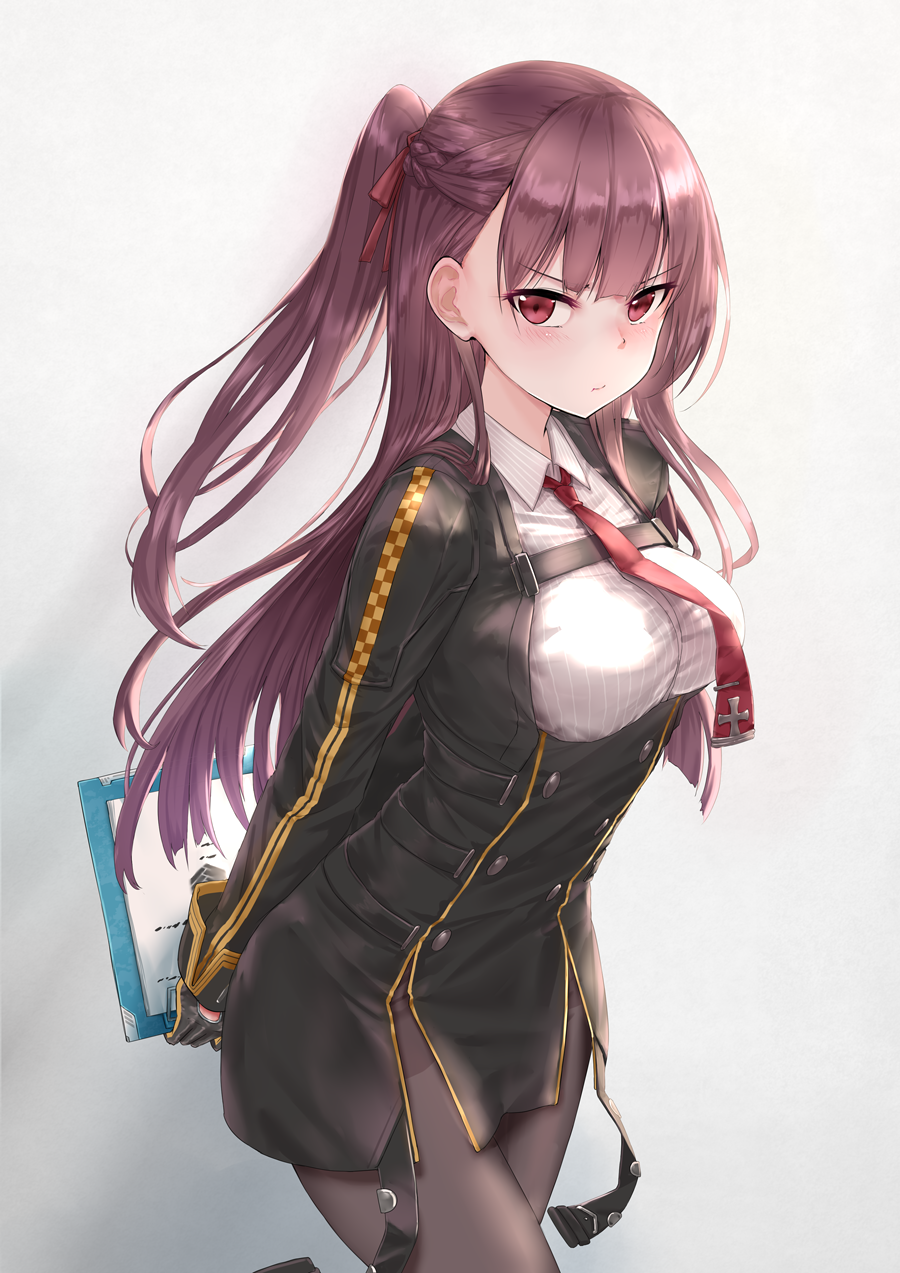 红色制服的二次元角色立绘